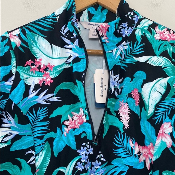 TOMMY BAHAMA Floral Quarter Zip Golf Long Sleeve Top Tropical UPF 50 Quick Dry S - Picture 4 of 10